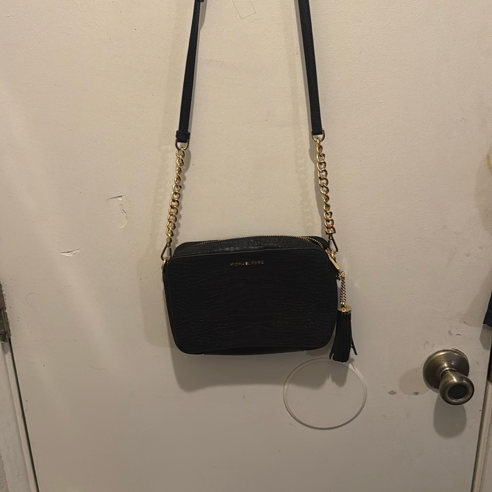 Michael Kors Black Crossbody with Gold Chain